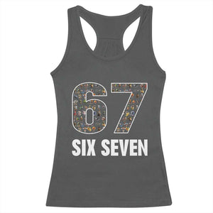 Funny 67 Six Seven Italian Brainrot Gen Alpha Meme Racerback Tank Top TS11 Dark Heather Print Your Wear