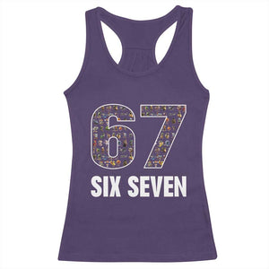 Funny 67 Six Seven Italian Brainrot Gen Alpha Meme Racerback Tank Top TS11 Purple Print Your Wear