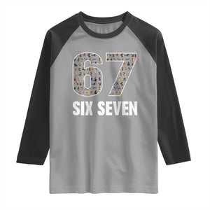 Funny 67 Six Seven Italian Brainrot Gen Alpha Meme Raglan Shirt TS11 Sport Gray Black Print Your Wear