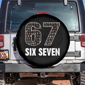 Funny 67 Six Seven Italian Brainrot Gen Alpha Meme Spare Tire Cover TS11 No hole Black Print Your Wear