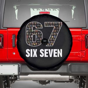Funny 67 Six Seven Italian Brainrot Gen Alpha Meme Spare Tire Cover TS11 Black Print Your Wear