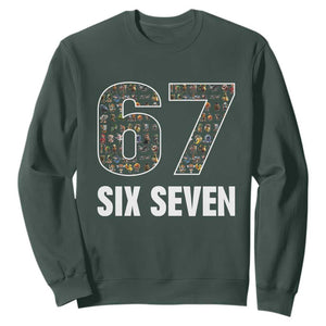 Funny 67 Six Seven Italian Brainrot Gen Alpha Meme Sweatshirt TS11 Dark Forest Green Print Your Wear