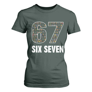 Funny 67 Six Seven Italian Brainrot Gen Alpha Meme T Shirt For Women TS11 Dark Forest Green Print Your Wear
