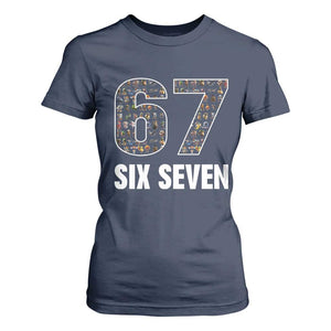 Funny 67 Six Seven Italian Brainrot Gen Alpha Meme T Shirt For Women TS11 Navy Print Your Wear
