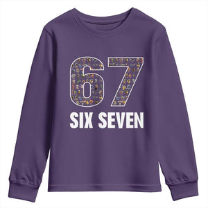 Funny 67 Six Seven Italian Brainrot Gen Alpha Meme Youth Sweatshirt TS11 Purple Print Your Wear