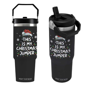 Funny British Christmas Flip Straw Tumbler This Is My Christmas Jumper TS11 One Size: 30 oz Black Print Your Wear