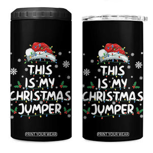 Funny British Christmas 4 in 1 Can Cooler Tumbler This Is My Christmas Jumper TS11 One Size: 16 oz Black Print Your Wear
