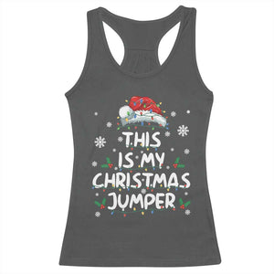 Funny British Christmas Racerback Tank Top This Is My Christmas Jumper TS11 Dark Heather Print Your Wear