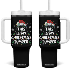 Funny British Christmas Tumbler With Handle This Is My Christmas Jumper TS11 One Size: 40 oz Black Print Your Wear