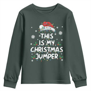 Funny British Christmas Youth Sweatshirt This Is My Christmas Jumper TS11 Dark Forest Green Print Your Wear