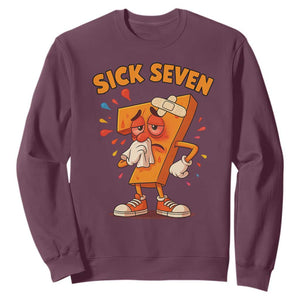 Funny Sick Seven 67 Meme Sweatshirt Six Seven Wordplay TS11 Maroon Print Your Wear