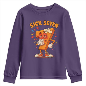 Funny Sick Seven 67 Meme Youth Sweatshirt Six Seven Wordplay TS11 Purple Print Your Wear
