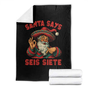 Funny Mexican Christmas 67 Throw Blanket Santa Says Seis Siete Cholo Claus TS11 Black Print Your Wear