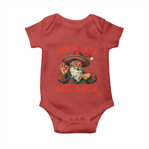 Funny Mexican Christmas 67 Baby Onesie Santa Says Seis Siete Cholo Claus TS11 Red Print Your Wear