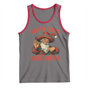 Funny Mexican Christmas 67 Tank Top Santa Says Seis Siete Cholo Claus TS11 Deep Heather Red Print Your Wear