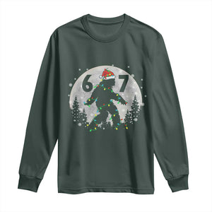 Funny Bigfoot 67 Christmas Night Stroll Moon Sasquatch Long Sleeve Shirt TS11 Dark Forest Green Print Your Wear