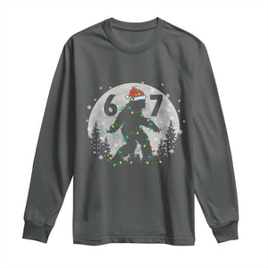 Funny Bigfoot 67 Christmas Night Stroll Moon Sasquatch Long Sleeve Shirt TS11 Dark Heather Print Your Wear