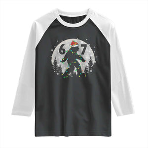 Funny Bigfoot 67 Christmas Night Stroll Moon Sasquatch Raglan Shirt TS11 Black White Print Your Wear