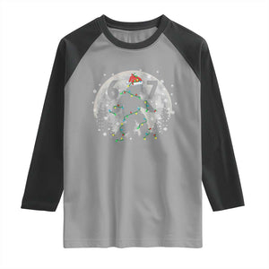 Funny Bigfoot 67 Christmas Night Stroll Moon Sasquatch Raglan Shirt TS11 Sport Gray Black Print Your Wear