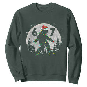 Funny Bigfoot 67 Christmas Night Stroll Moon Sasquatch Sweatshirt TS11 Dark Forest Green Print Your Wear