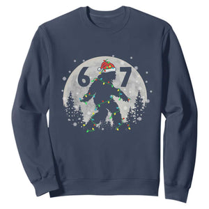 Funny Bigfoot 67 Christmas Night Stroll Moon Sasquatch Sweatshirt TS11 Navy Print Your Wear
