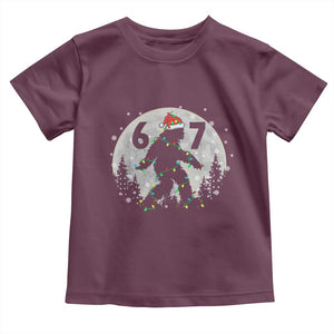 Funny Bigfoot 67 Christmas Night Stroll Moon Sasquatch Toddler T Shirt TS11 Maroon Print Your Wear