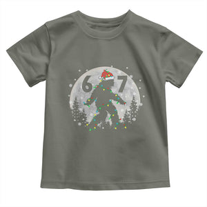 Funny Bigfoot 67 Christmas Night Stroll Moon Sasquatch Toddler T Shirt TS11 Military Green Print Your Wear