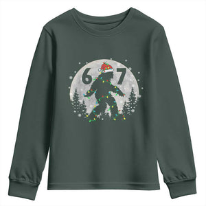 Funny Bigfoot 67 Christmas Night Stroll Moon Sasquatch Youth Sweatshirt TS11 Dark Forest Green Print Your Wear