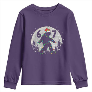Funny Bigfoot 67 Christmas Night Stroll Moon Sasquatch Youth Sweatshirt TS11 Purple Print Your Wear