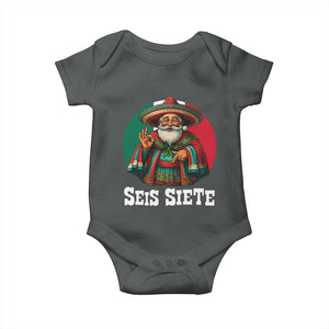 Funny Mexican Christmas 67 Baby Onesie Seis Siete Santa In Mexico TS11 Dark Heather Print Your Wear