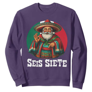 Funny Mexican Christmas 67 Sweatshirt Seis Siete Santa In Mexico TS11 Purple Print Your Wear
