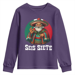 Funny Mexican Christmas 67 Youth Sweatshirt Seis Siete Santa In Mexico TS11 Purple Print Your Wear