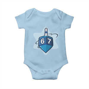 Funny Hanukkah 67 Baby Onesie Six Seven Meme Dreidel Star Of David TS11 Light Blue Print Your Wear