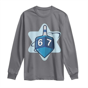 Funny Hanukkah 67 Long Sleeve Shirt Six Seven Meme Dreidel Star Of David TS11 Charcoal Print Your Wear