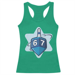 Funny Hanukkah 67 Racerback Tank Top Six Seven Meme Dreidel Star Of David TS11 Irish Green Print Your Wear