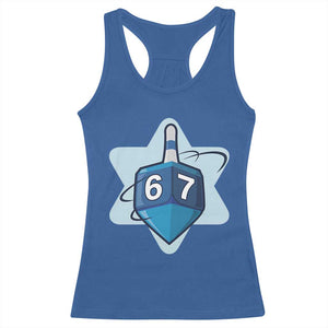 Funny Hanukkah 67 Racerback Tank Top Six Seven Meme Dreidel Star Of David TS11 Royal Blue Print Your Wear