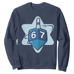 Funny Hanukkah 67 Sweatshirt Six Seven Meme Dreidel Star Of David TS11 Navy Print Your Wear