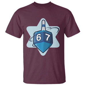 Funny Hanukkah 67 T Shirt Six Seven Meme Dreidel Star Of David TS11 Maroon Print Your Wear