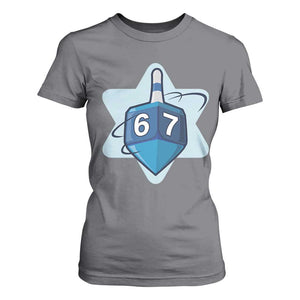 Funny Hanukkah 67 T Shirt For Women Six Seven Meme Dreidel Star Of David TS11 Charcoal Print Your Wear
