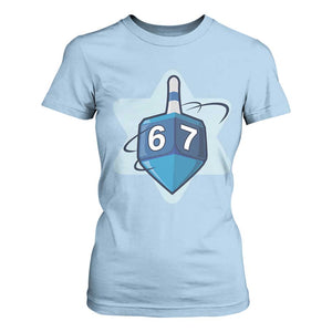 Funny Hanukkah 67 T Shirt For Women Six Seven Meme Dreidel Star Of David TS11 Light Blue Print Your Wear