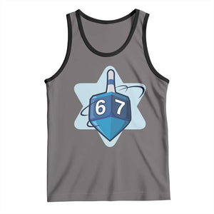 Funny Hanukkah 67 Tank Top Six Seven Meme Dreidel Star Of David TS11 Deep Heather Black Print Your Wear