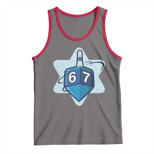 Funny Hanukkah 67 Tank Top Six Seven Meme Dreidel Star Of David TS11 Deep Heather Red Print Your Wear
