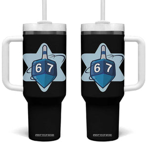 Funny Hanukkah 67 Tumbler With Handle Six Seven Meme Dreidel Star Of David TS11 One Size: 40 oz Black Print Your Wear