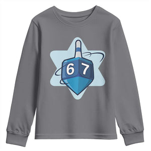 Funny Hanukkah 67 Youth Sweatshirt Six Seven Meme Dreidel Star Of David TS11 Charcoal Print Your Wear