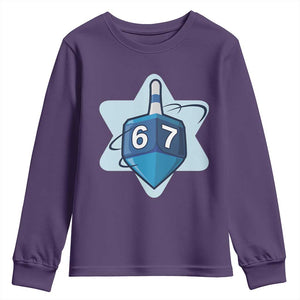 Funny Hanukkah 67 Youth Sweatshirt Six Seven Meme Dreidel Star Of David TS11 Purple Print Your Wear