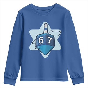Funny Hanukkah 67 Youth Sweatshirt Six Seven Meme Dreidel Star Of David TS11 Royal Blue Print Your Wear