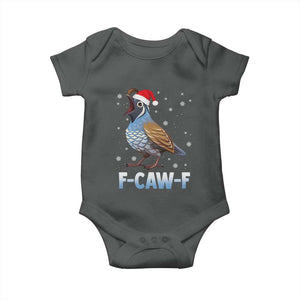 Funny F Caw F Quail Christmas Baby Onesie Cartoon Quail Bird Santa Hat Poultry Humor TS11 Dark Heather Print Your Wear