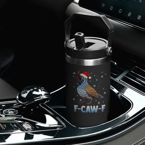Funny F Caw F Quail Christmas Flip Straw Tumbler Cartoon Quail Bird Santa Hat Poultry Humor TS11 Print Your Wear