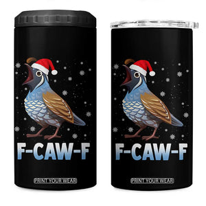 Funny F Caw F Quail Christmas 4 in 1 Can Cooler Tumbler Cartoon Quail Bird Santa Hat Poultry Humor TS11 One Size: 16 oz Black Print Your Wear