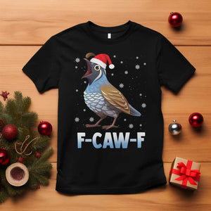 Funny F Caw F Quail Christmas T Shirt Cartoon Quail Bird Santa Hat Poultry Humor TS11 Black Print Your Wear